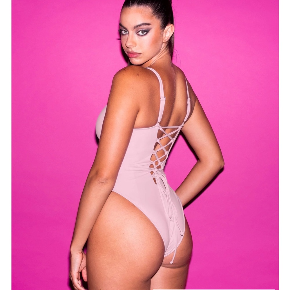 TA3 waist cinching Swimsuit / Bodysuit Hi Cut Plungey - M - Regular Length - NWT